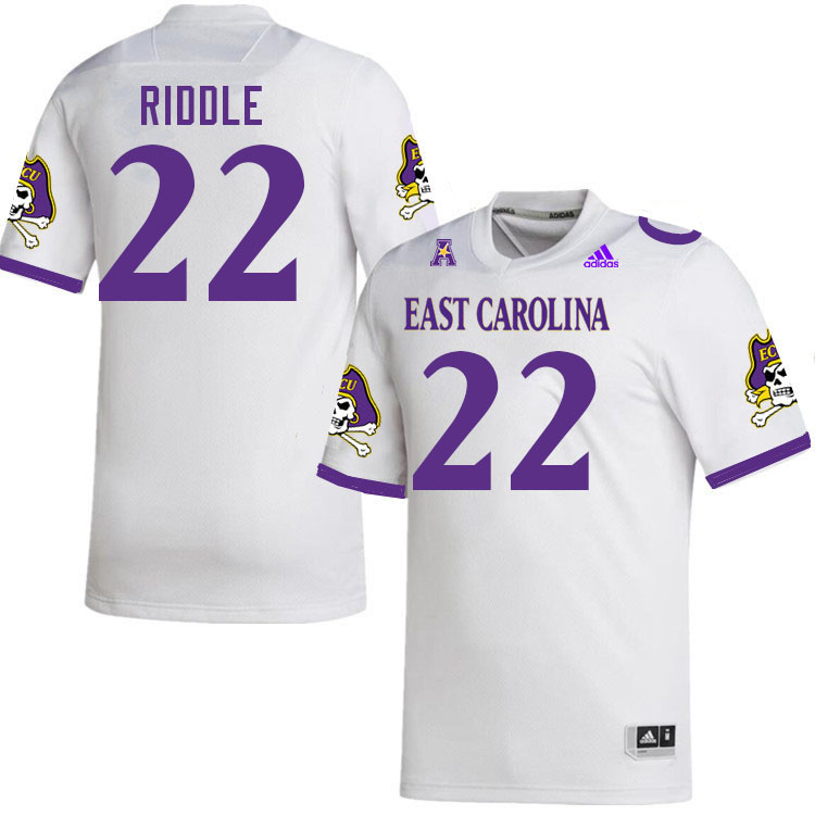 Men #22 Ja'Marley Riddle ECU Pirates College Football Jerseys Stitched-White